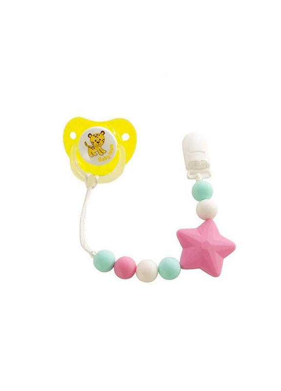 Цепочка для пустышки "Звезда" 3390(Pink) силиконовая Baby Team (347324871)