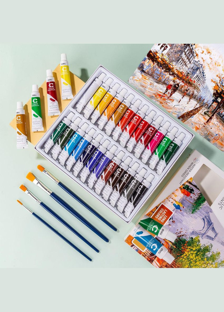 Краска акриловая "Color Emotions", 24 цветов по 12 мл (EC12-24) Deli (362423586)