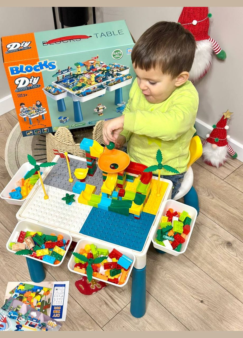 Детский игровой многофункциональный столик 6 в 1 на 262 детали с конструктором и стульчиком Iblock (336377330)