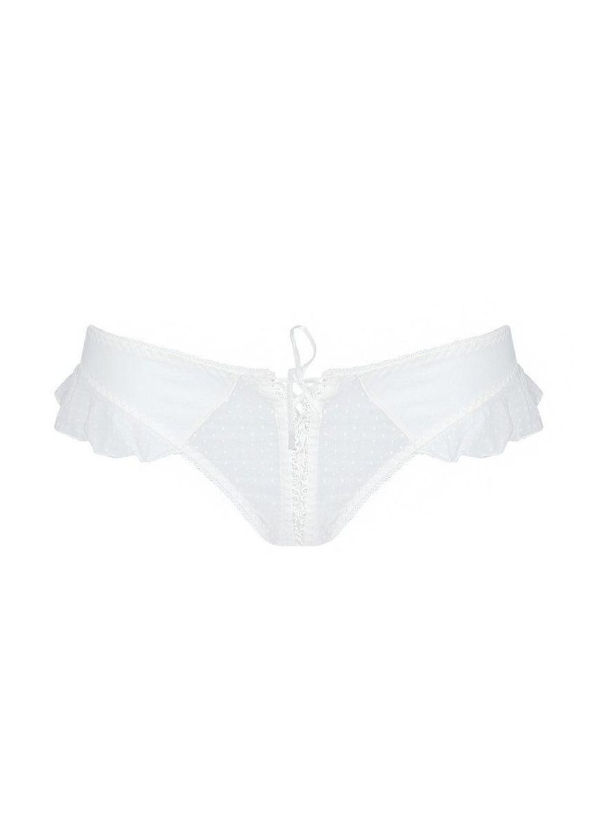 Труси в горошок, з рюшами і шнурівкою Fatin Thong white S/M - Passion (303889679)