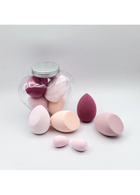 Набір б'юті-блендерів для макіяжу в банці Сердечко, 6шт Plus-plus (354799280)