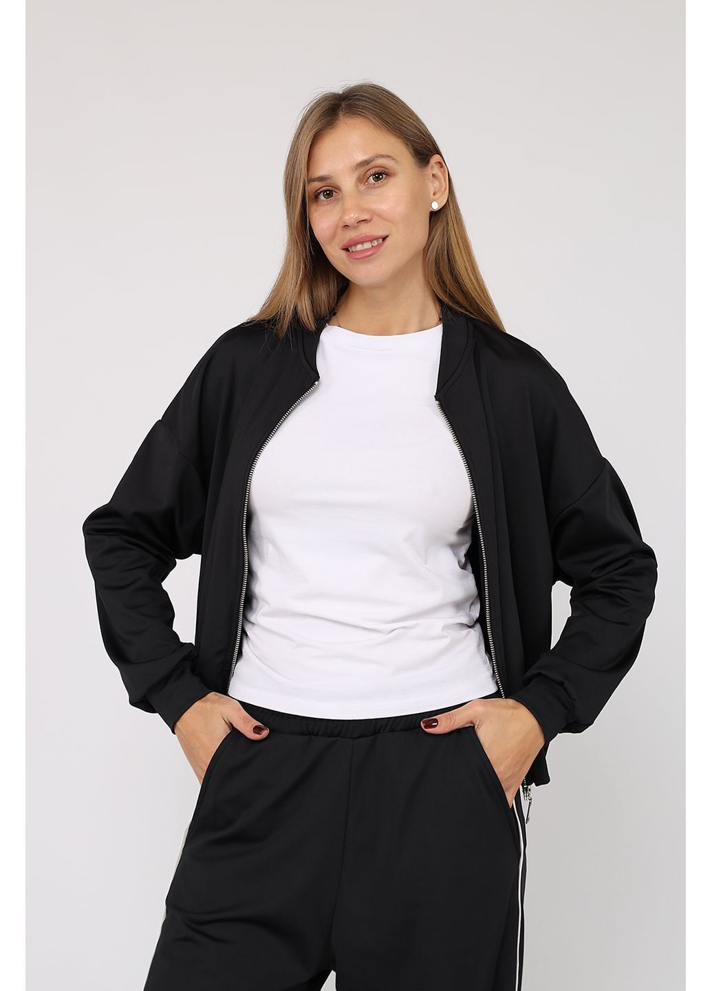 Толстовка на блискавці жіноча колір чорний ЦБ-00283750 Yuki (362895809)