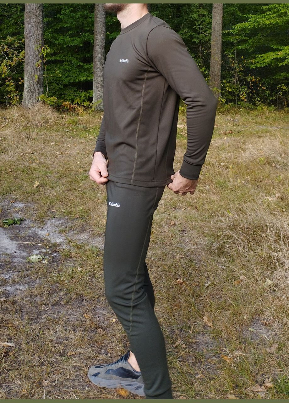 Термобелье мужское зимнее на флисе на микродайвинге хаки Columbia (267578343)