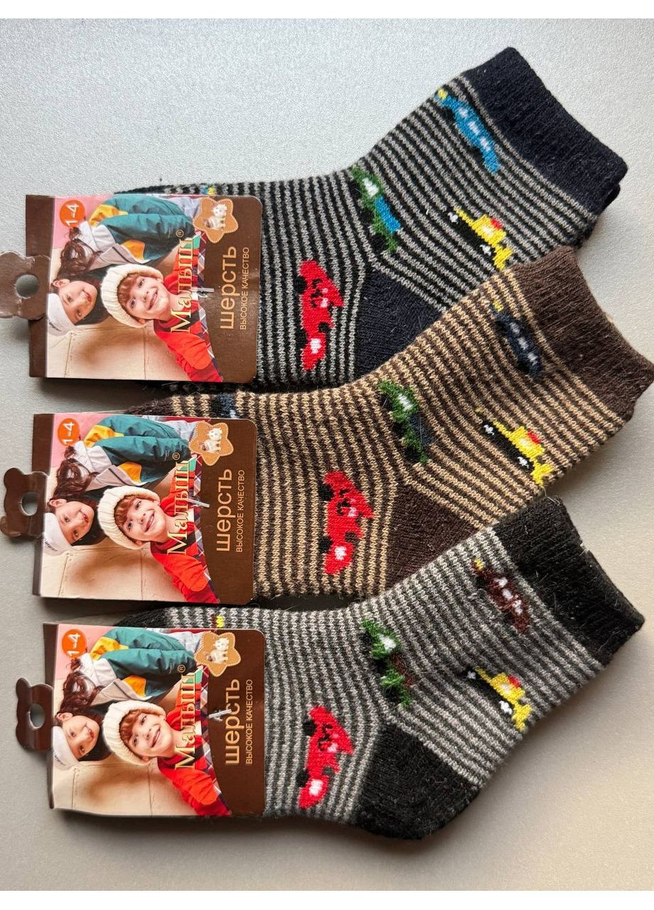 Комбіновані 3 пари зимові теплі шерстяні з махрою шкарпетки зима (366072628)