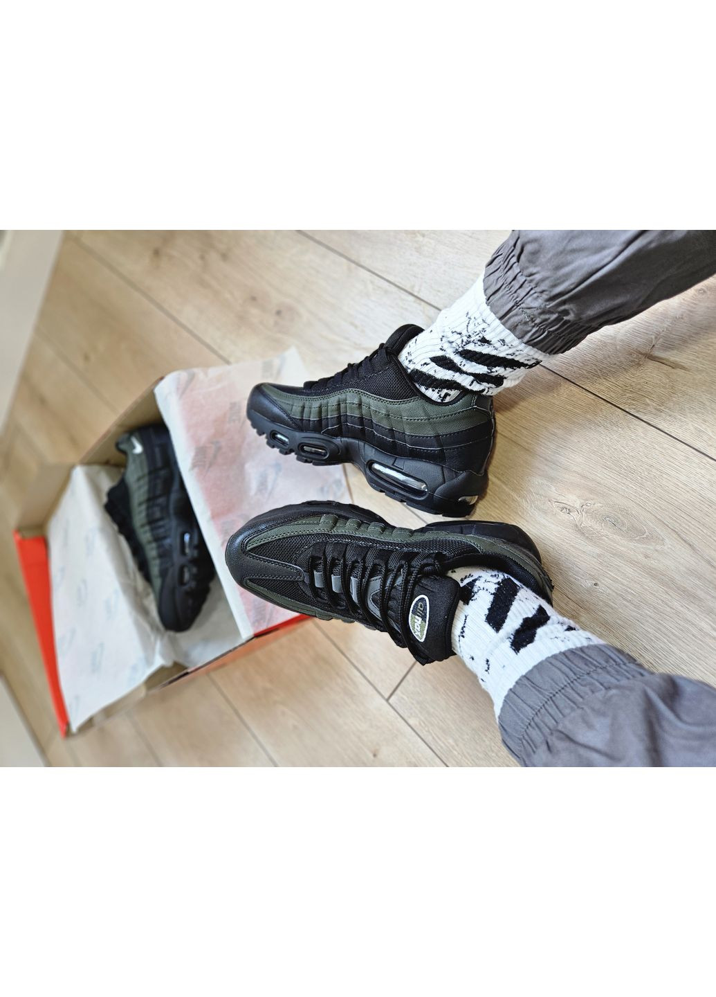 Хакі Осінні кросівки чоловічі nike air max 95 black khaki | найк аір макс 95 хакі No Brand