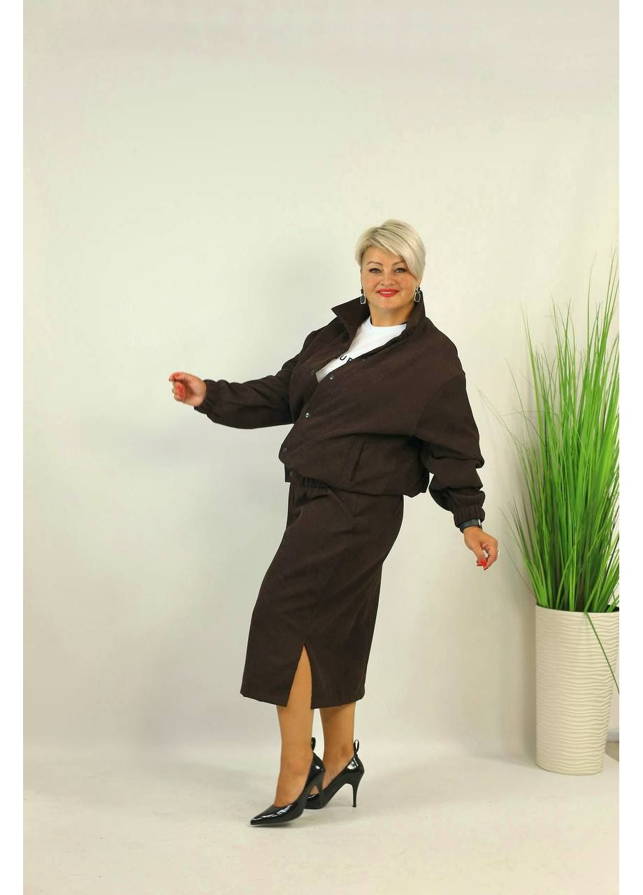 Женский костюм юбка+бомбер Батал Style Point (357237974)