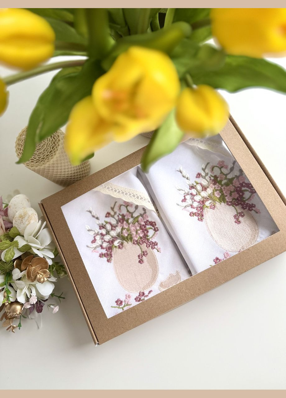 Великодня лляна серветка з вишивкою пасхальний рушник на кошик з квітамиTobiSobi TS00014-1 Figasse (358203362)