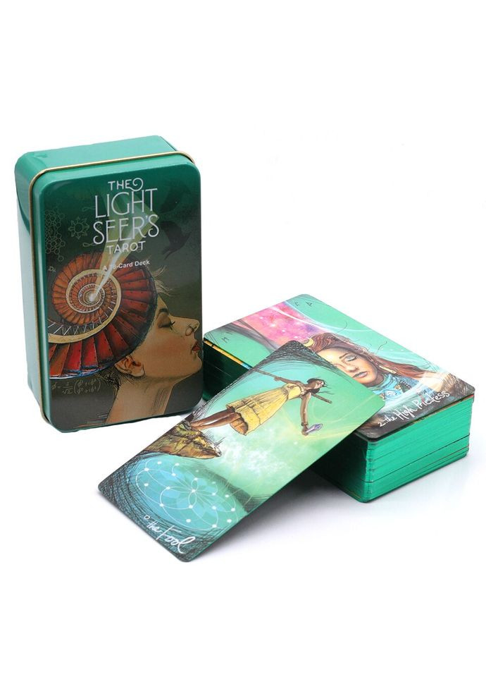 Карти Таро в жерстяній коробці, кольоровий зріз карт з напиленням No Brand (318359490)