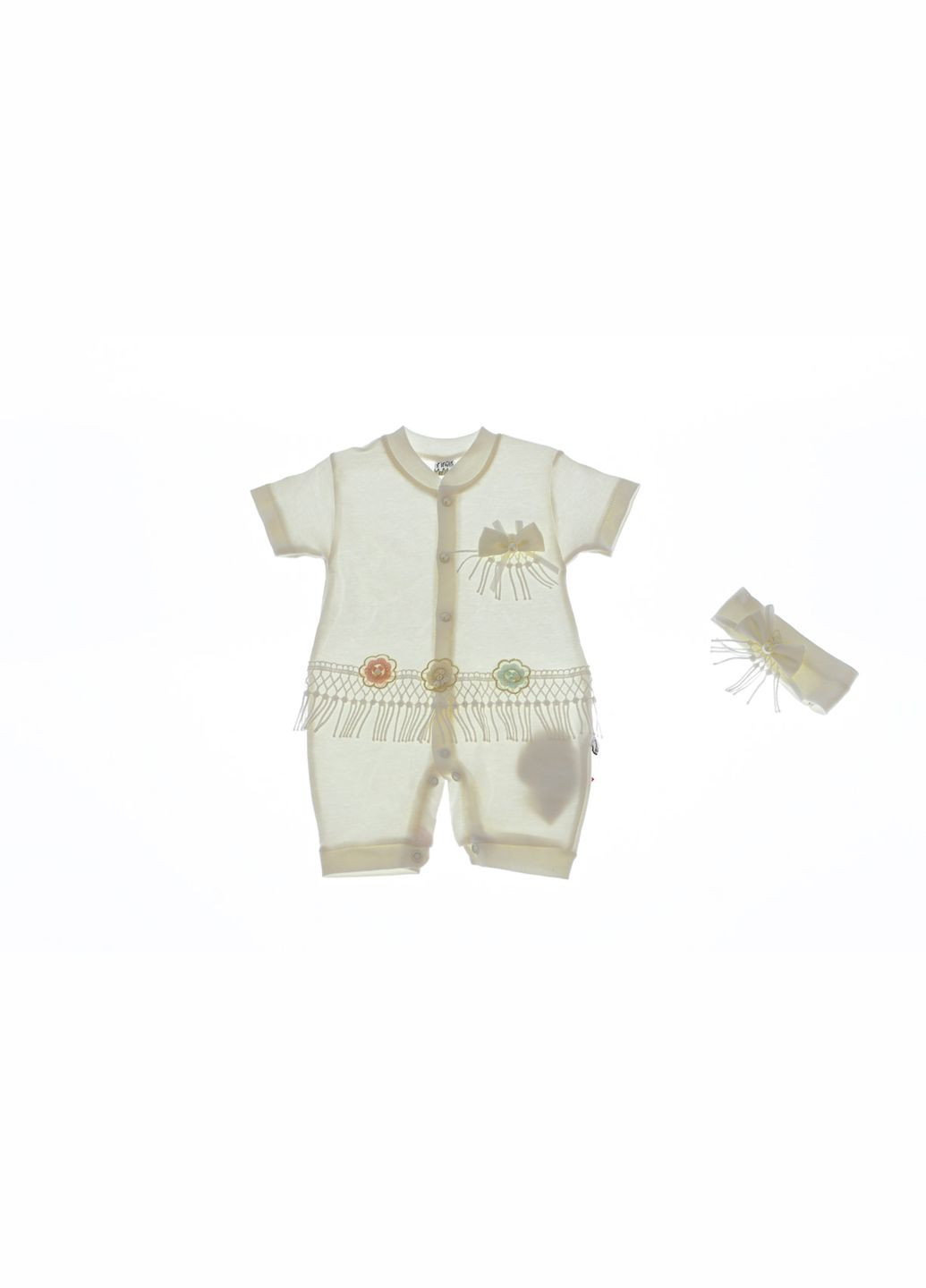 Пісочник із пов'язкою для дівчинки трикотажний Ошатний молочний 62 см (31550) BABYKROHA (297200721)