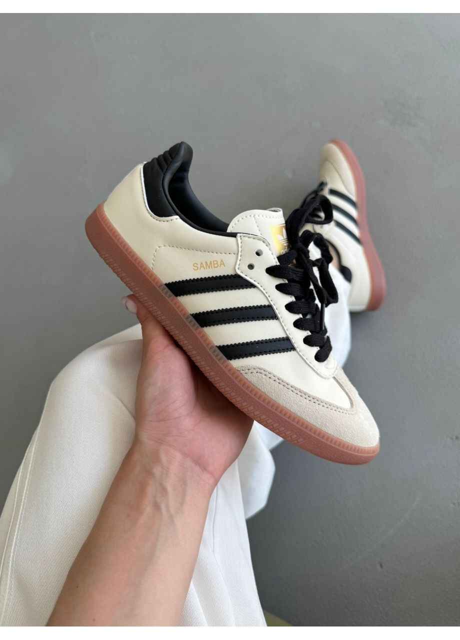 Черные демисезонные кроссовки мужские adidas samba black / beige адидас самба No Brand