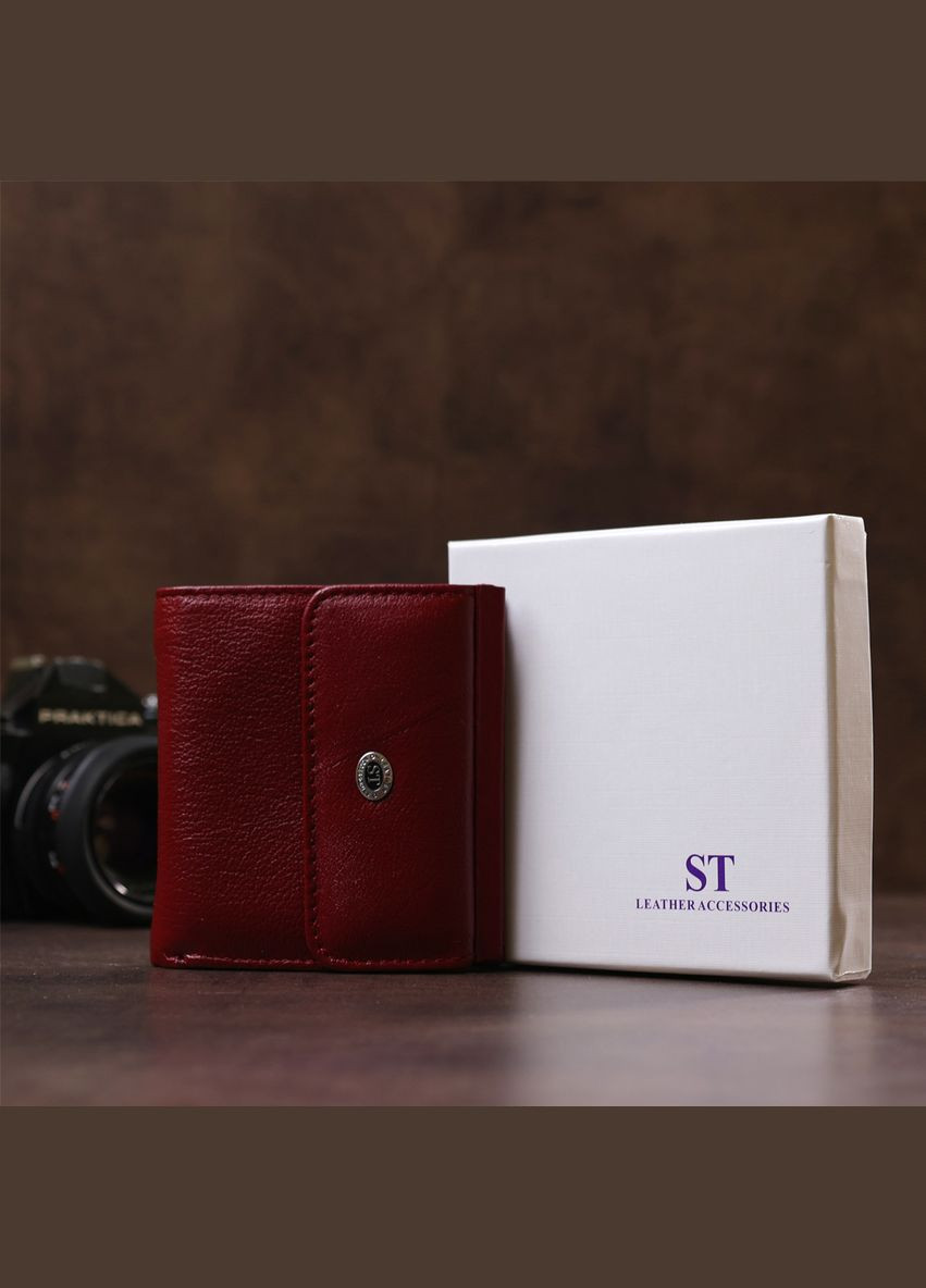 Маленький женский кошелек из натуральной кожи с монетницей 18920 Бордовый st leather (306881523)