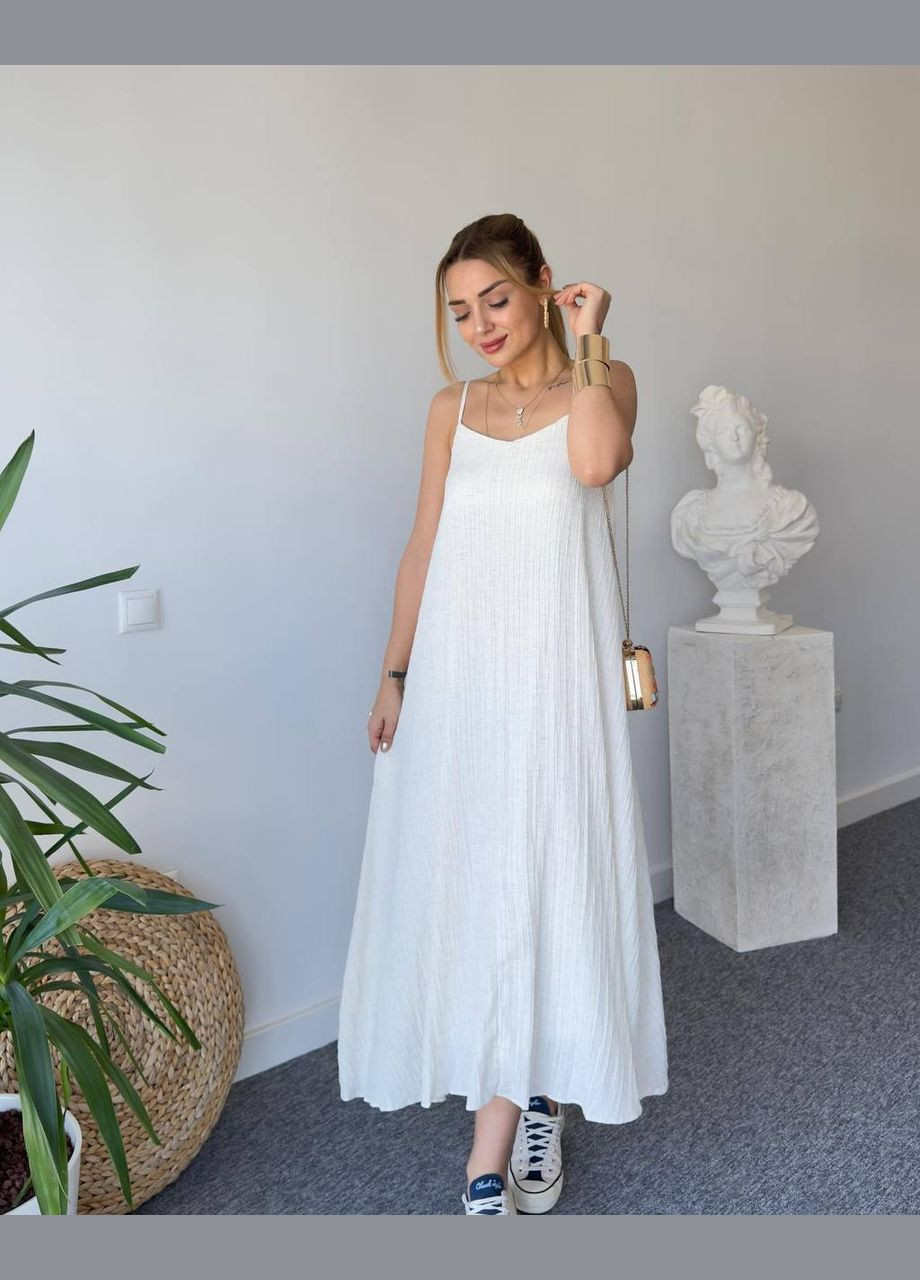 Білий пляжна, повсякденний, кежуал, коктейльна жіноча сукня а-силует FINO Mode однотонна