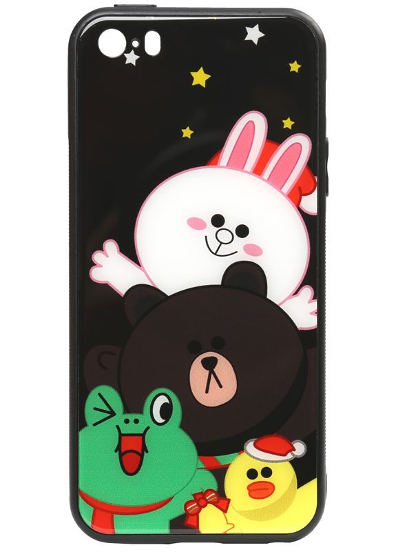 Чехол-накладка Cartoon Print Glass Case Apple iPhone SE/5s/5 Line friends all about Toto (301779839)