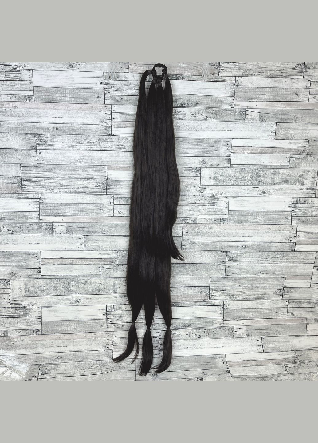 Накладний хвіст-коса коричневий каштановий No4 82 см на гумці шиньйон термо штучний No Brand 1114 (328450759)