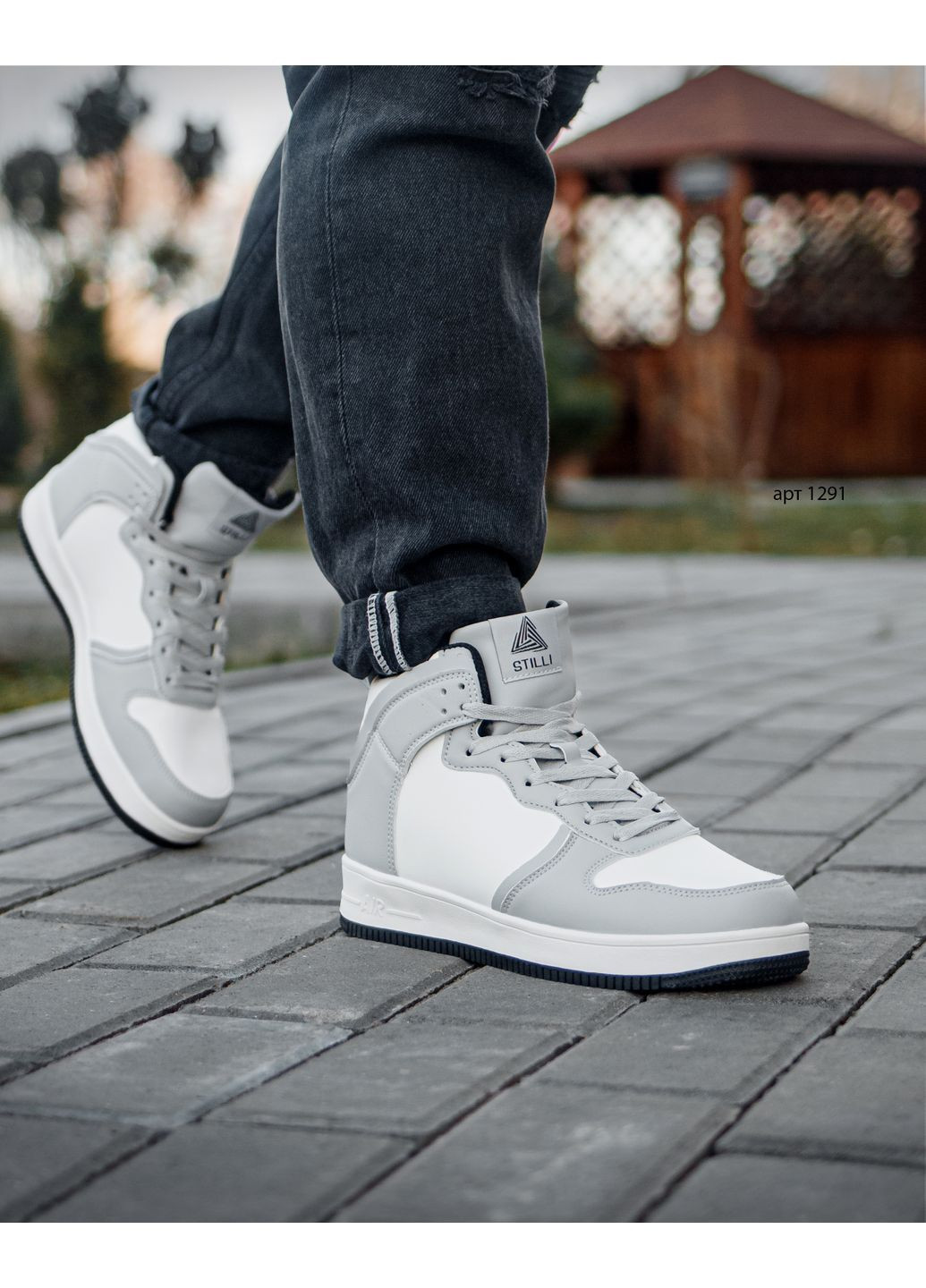 Светло-серые зимние зимние кроссовки air force grey white fur Stilli Air Force 1 High