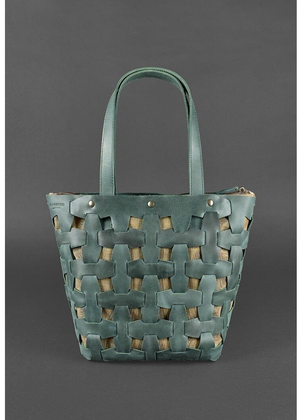 Плетеная сумка из натуральной кожи Пазл L синяя Crazy Horse - BN-BAG-33-NN BlankNote (293056369)