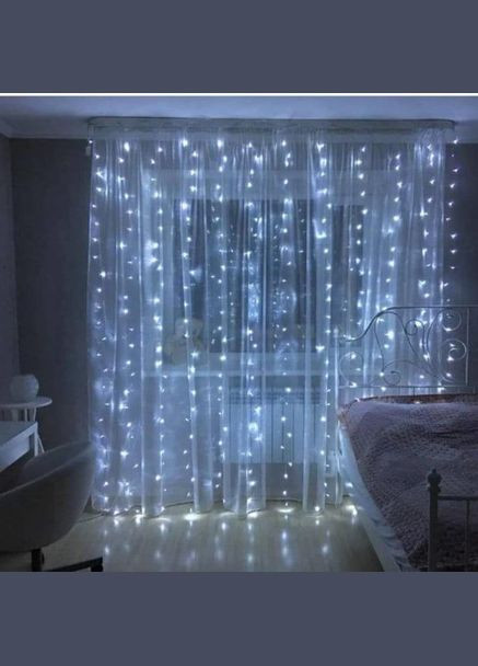Світлодіодна гірлянда штора "Водоспад" 3х2 м 240 Led ефект стікає води, Холодний білий No Brand (365652546)