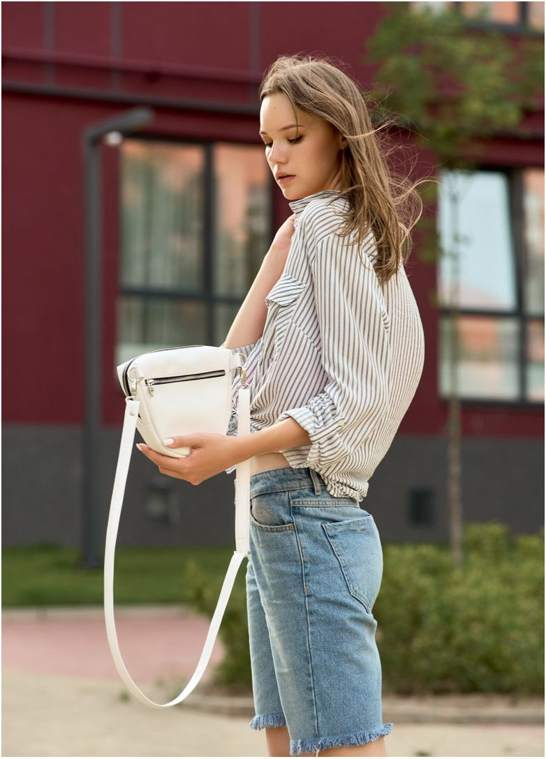 Сумка через плечо женская из экокожи крос-боди Sofi Белая Sambag (302007270)