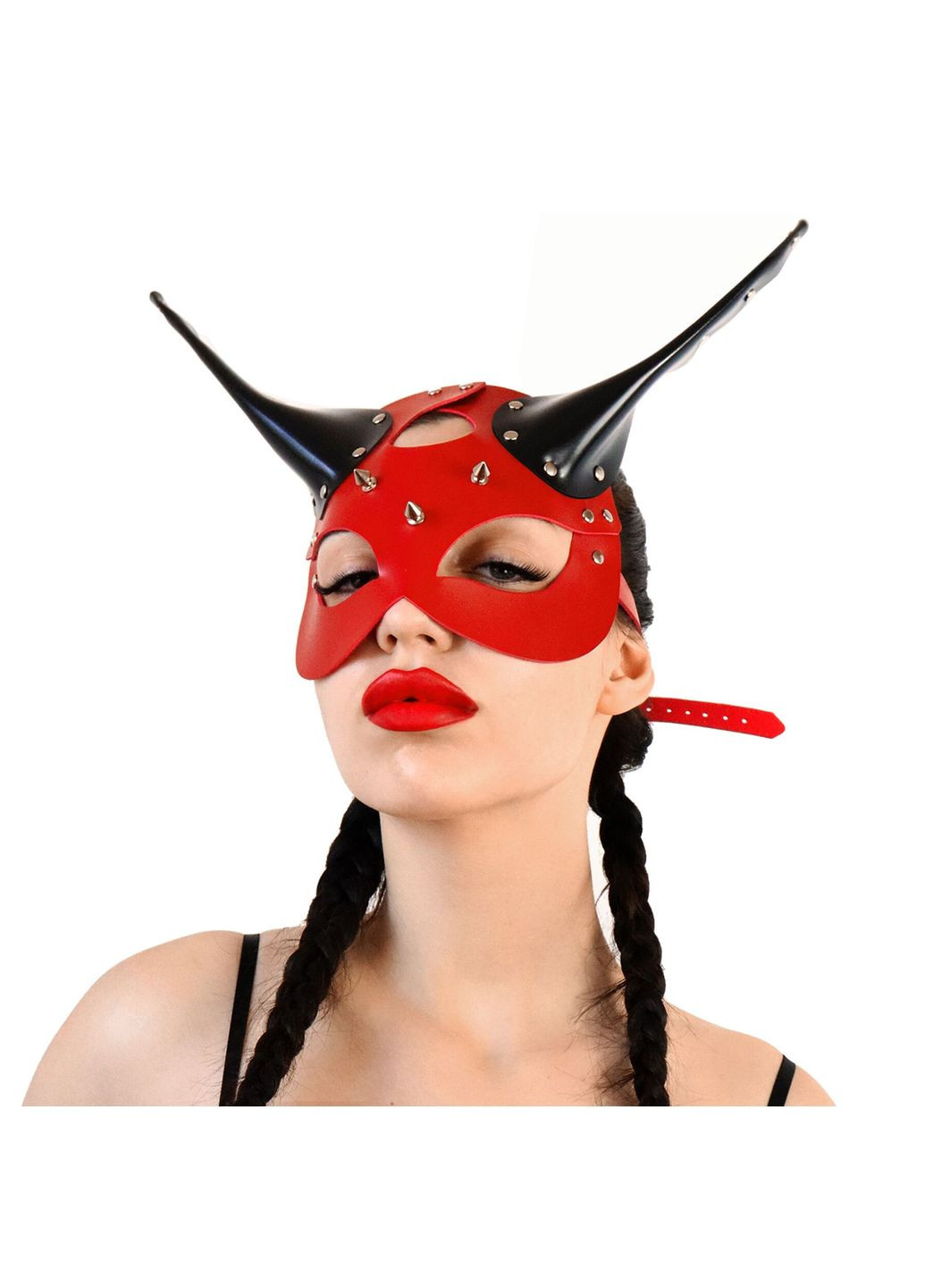 Шкіряна маска Lucifer Red&Black Art of Sex (297587595)