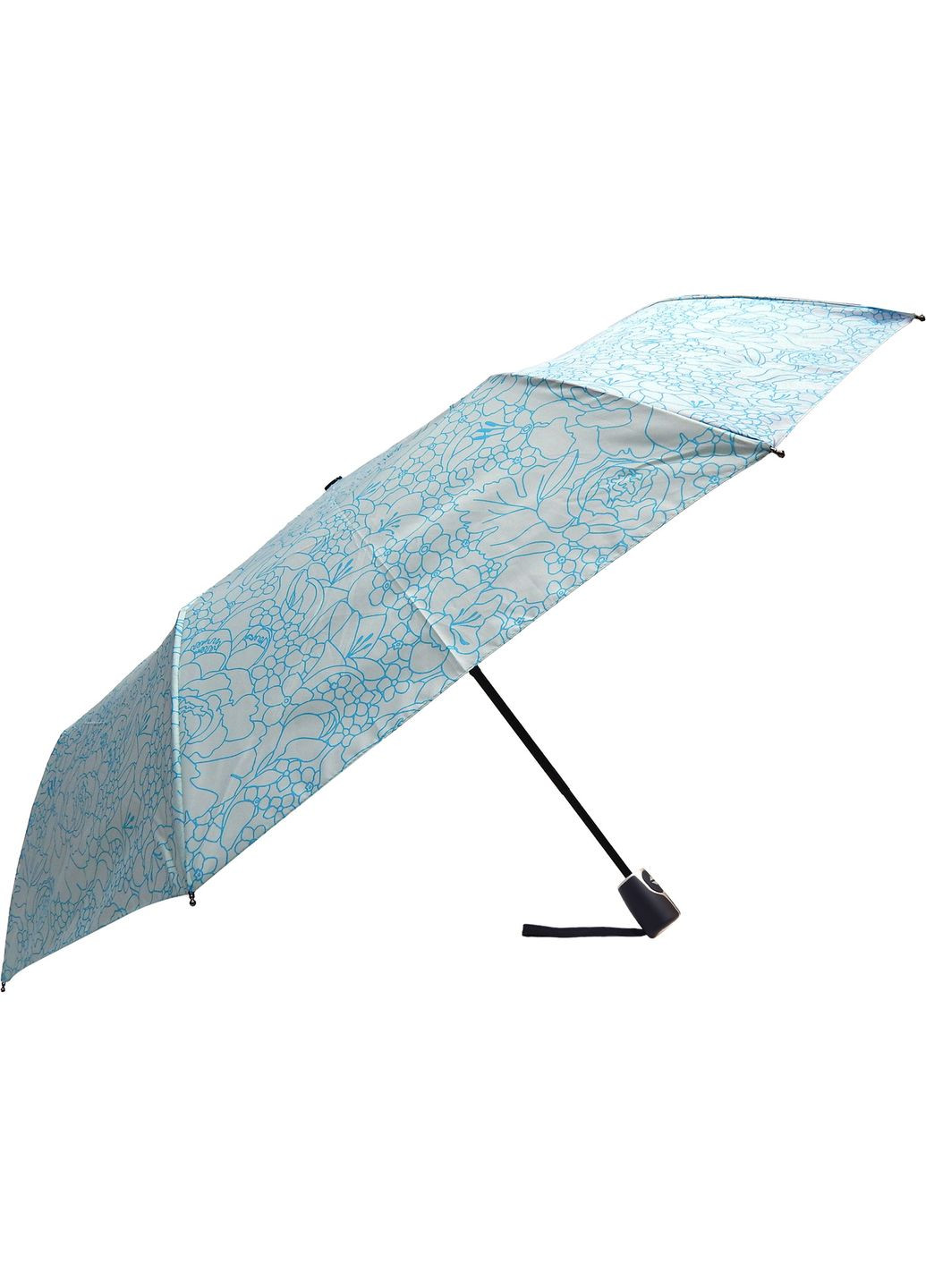 Блакитна стильна жіноча парасолька cкладна Doppler середня система антивітер (303727674)