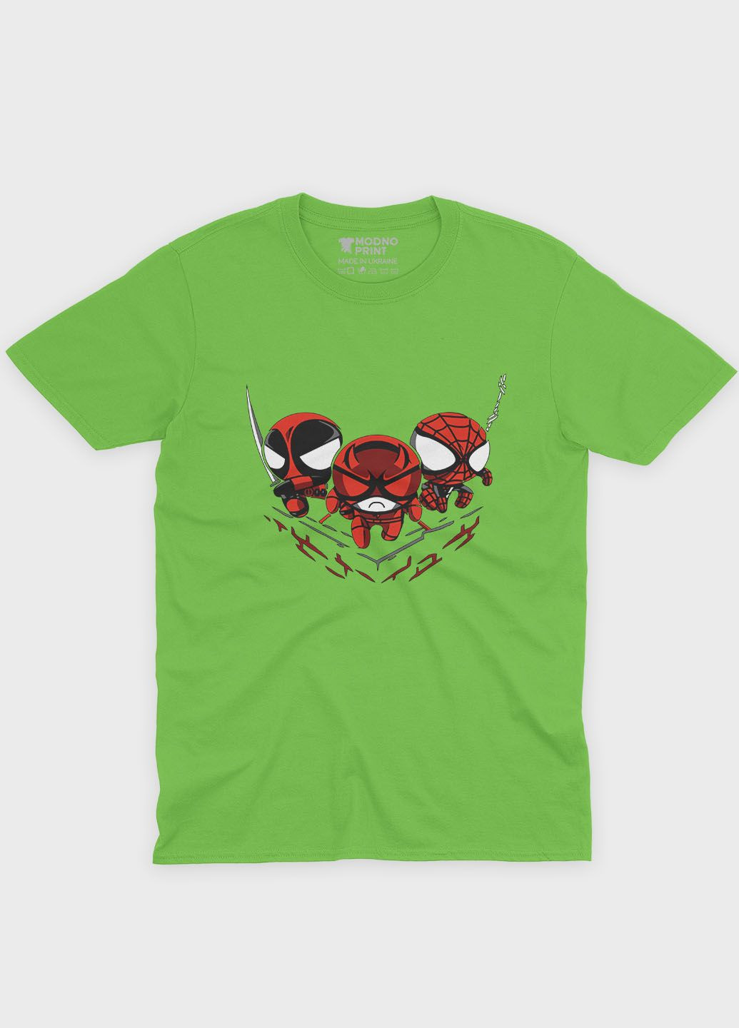 Салатовая демисезонная футболка для девочки с принтом супергероя - человек-паук (ts001-1-kiw-006-014-069-g) Modno