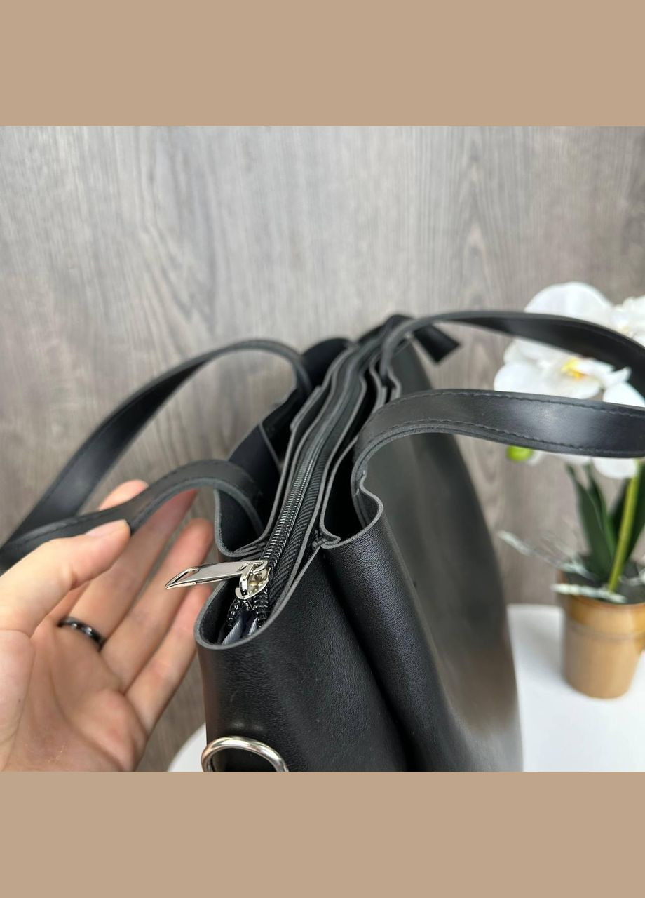 Велика жіноча сумка якісна, модна сумочка на плече Чорний No Brand (335053708)