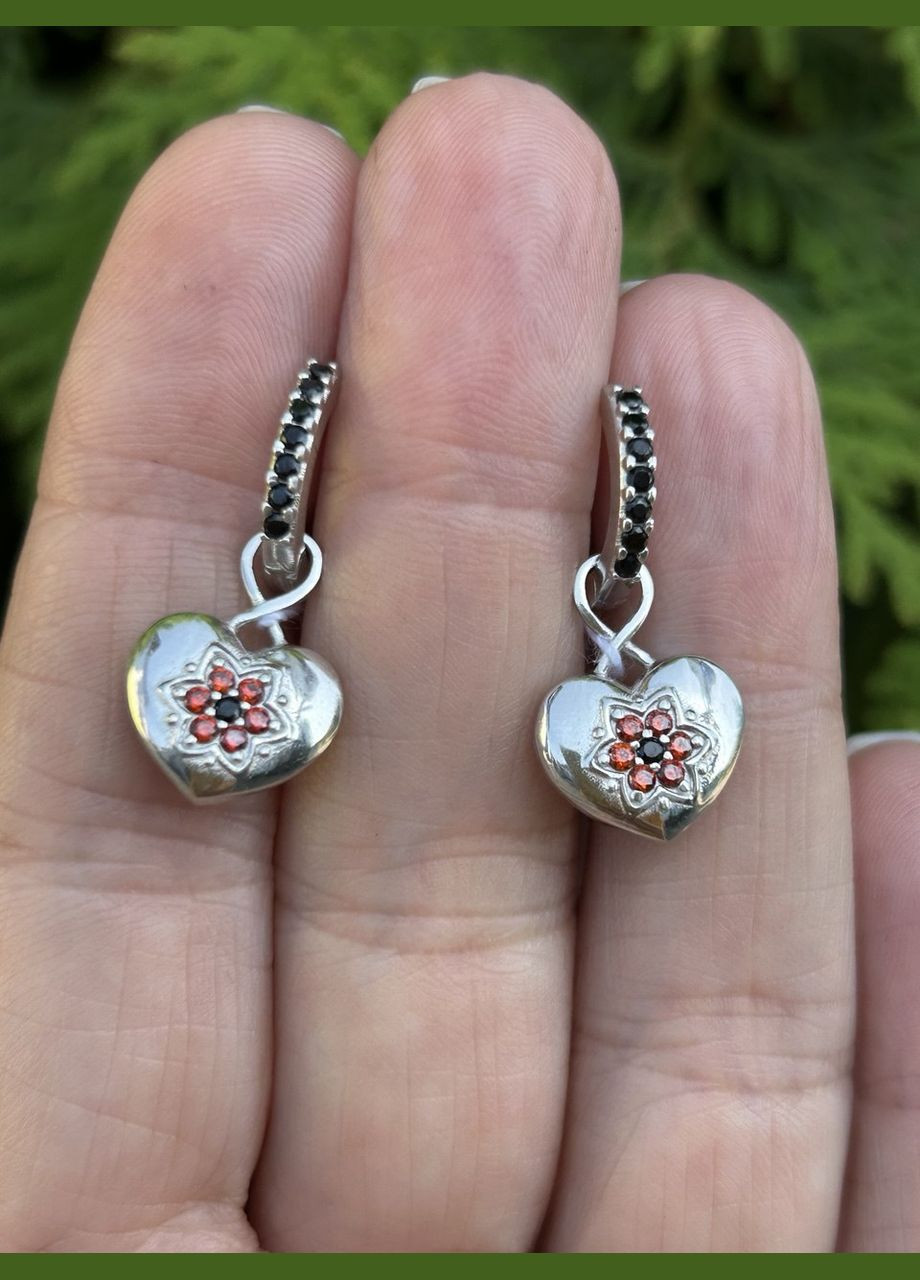 Срібні сережки з аметистом і фіанітом А300ср No Brand (335871831)