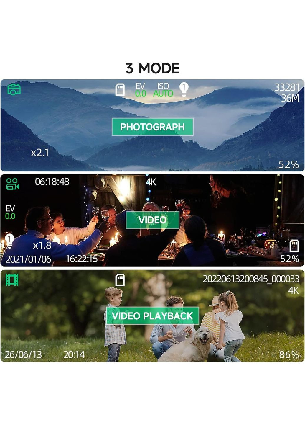 Цифровий бінокль Relassy NV4000 4K HD з нічним баченням, 5x зум, 400 м видимість, акумулятор 4000 мА·год China (354827536)