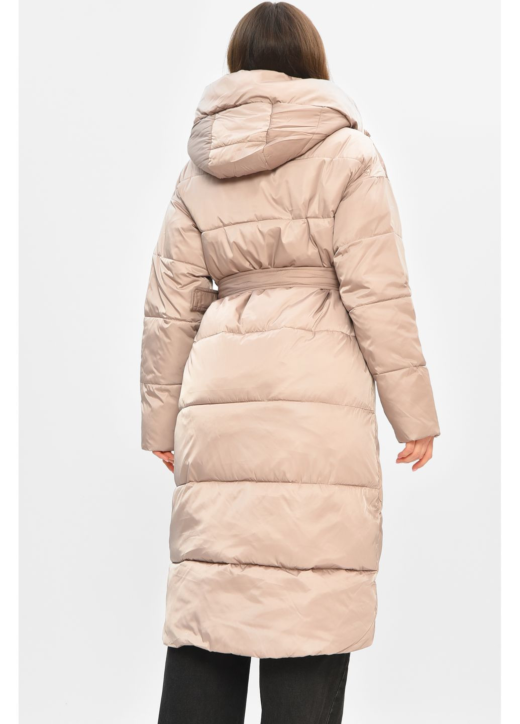 Темно-коричнева зимня куртка жіноча подовжена зима кольору мокко Let's Shop