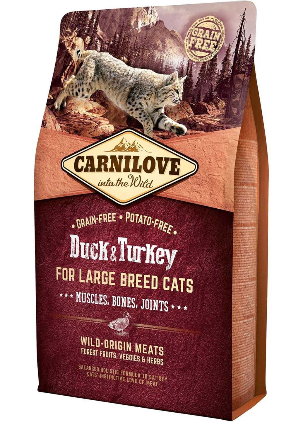 Сухой корм для взрослых кошек крупных пород Cat Duck & Turkey Large Breed 2 кг Carnilove (286472945)