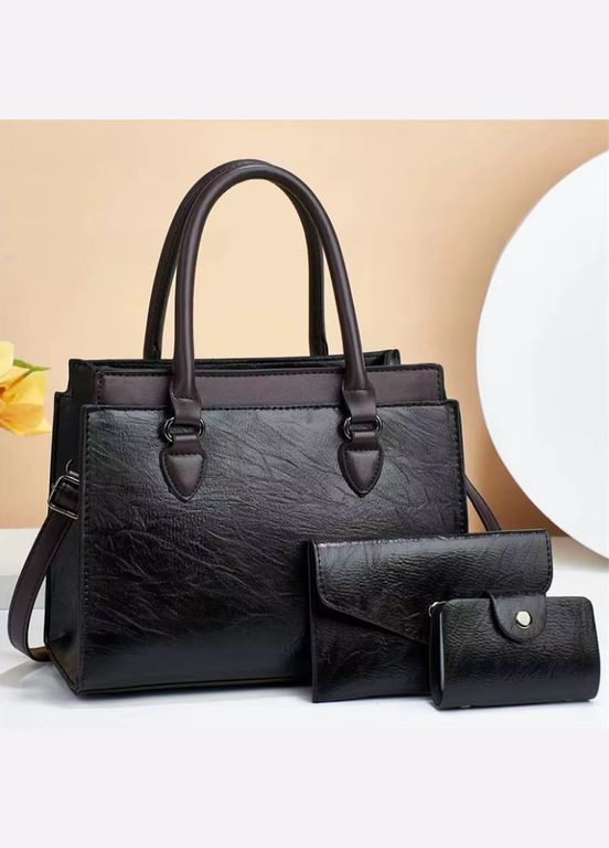 Сумка женская кожаная, класика. В наборе картхолдер и кошелек. No Brand (323654320)