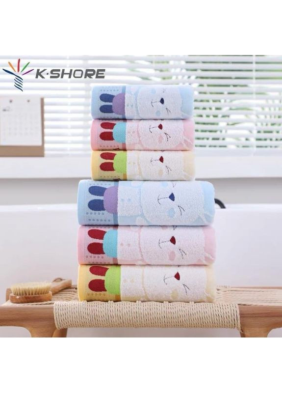 Рушник дитячий заї бавовна соя 70×140 | Kunmeng блакитний