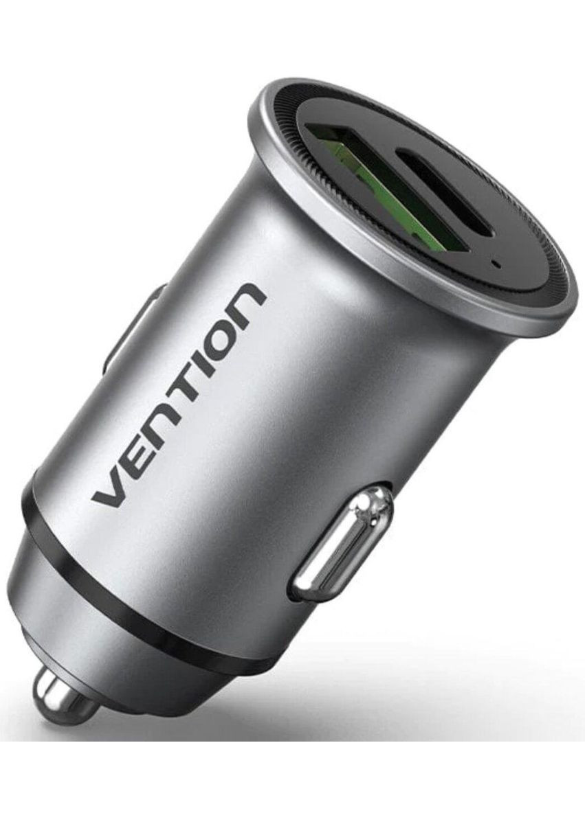 Автомобильное зарядное устройство для TwoPort USB A+C(18/20) Car Charger Gray Mini Style Aluminium Alloy Vention (304253691)