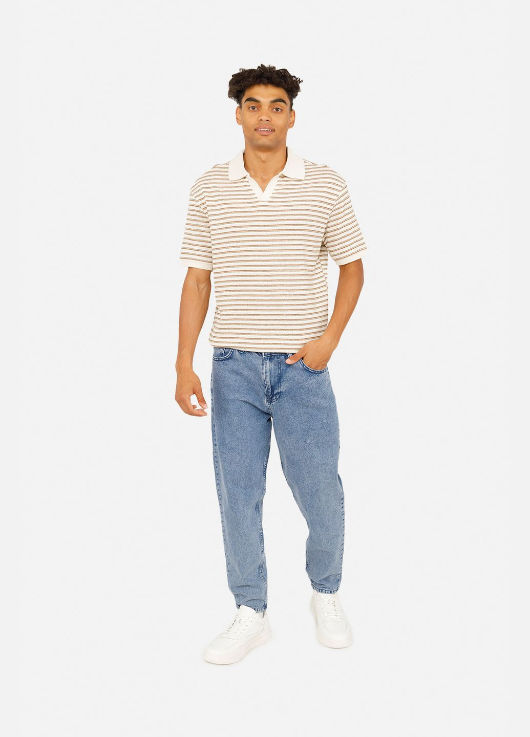 Чоловіча футболка поло колір молочний ЦБ-00258054 Hector (301987750)