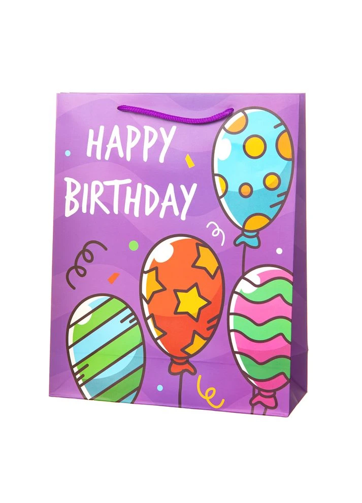 Подарунковий пакет Birthday gifts 26*10*32 для святкового оформлення подарунків упаковка для подарунків набір 12шт ProDobro (363846332)