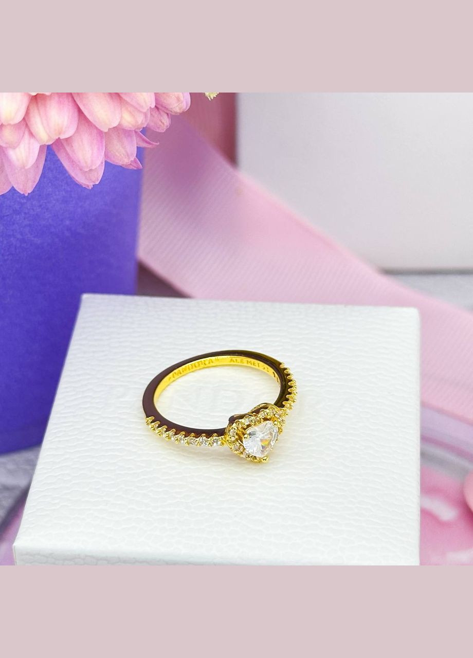 Серебряное кольцо Блестящее прозрачное сердце No Brand (325881559)