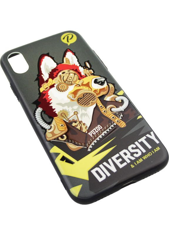 Чехол-накладка TPU with UV Printing Punk Phone iPhone X Black PUZOO (301782359)