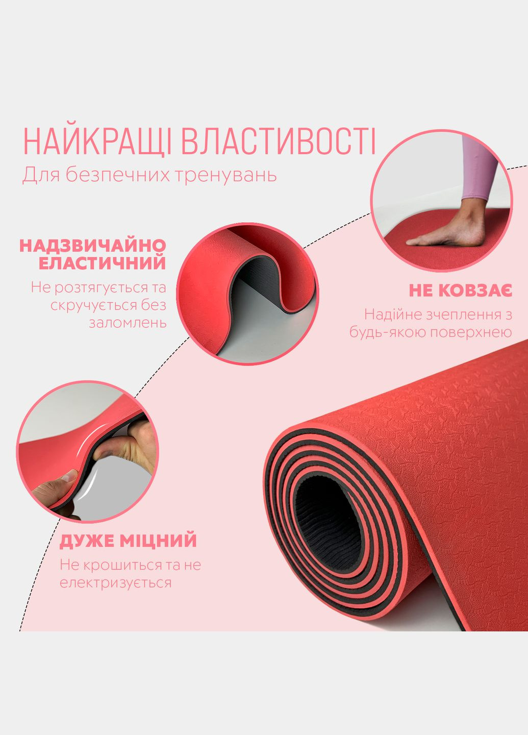 Коврик для йоги и фитнеса TPE+TC 6 мм двухслойный EasyFit (345710497)