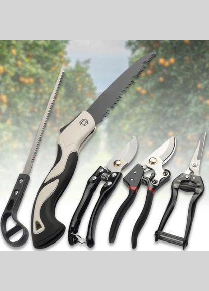 Садовий набір інструментів 5 в 1 з ножицями, секаторами та пилкою Garden Set SK-5 No Brand (323144357)