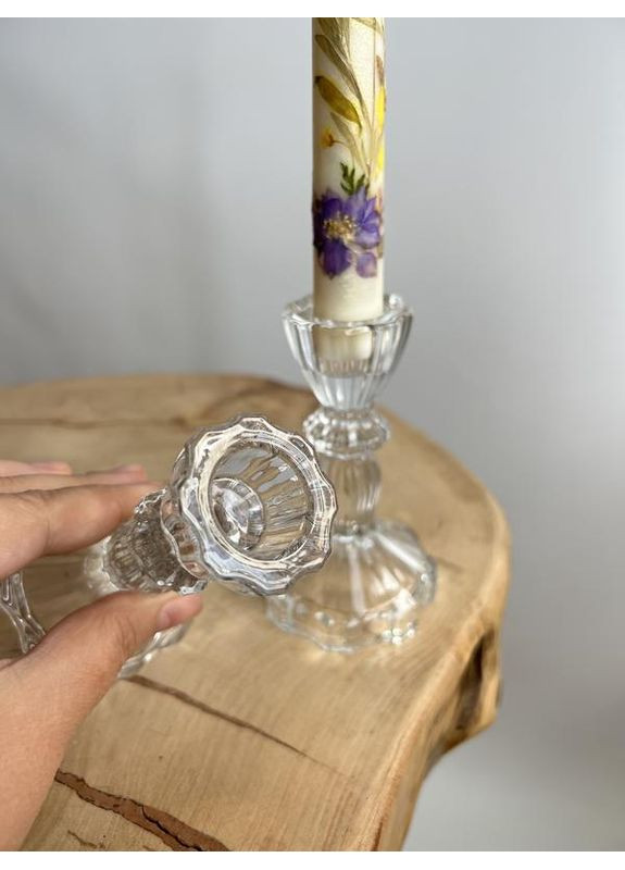 Скляний підсвічник на ніжці, двосторонній, 11 см No Brand (361977194)