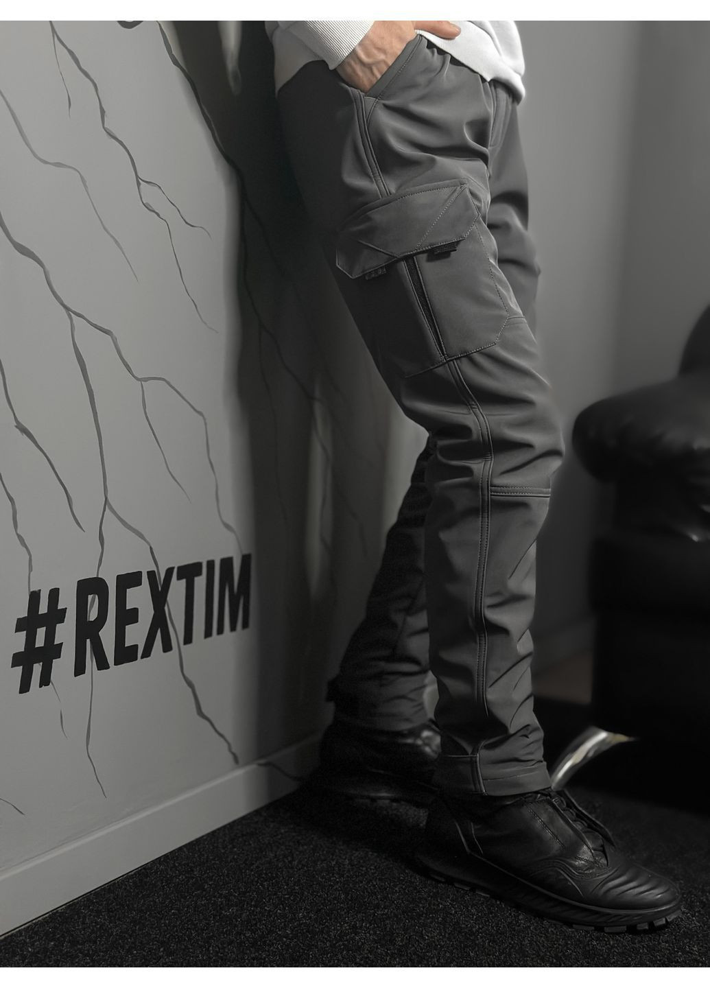Серые спортивные, повседневный, кэжуал зимние джоггеры, карго брюки Rextim