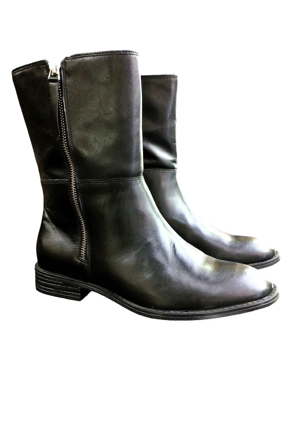 Напівчоботи бренд стиль шкіряні жіночі на низькому підборі 39 (26 см) чорні Rylko (319146398)