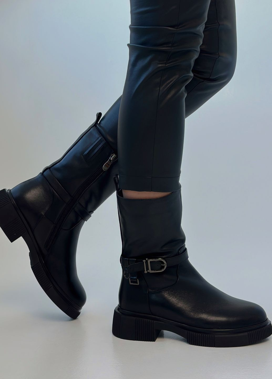 Черные зимние полусапоги женские зимние URBAN TRACE