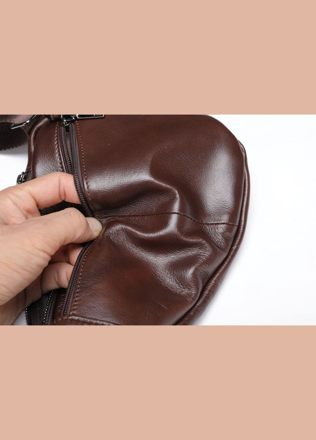 Мужская сумка-слинг кожаная 14737 Коричневая. Vintage (331910539)