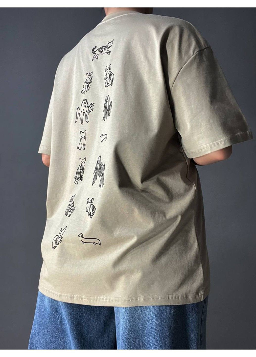 Футболка женская A-N 2358 оверсайз с рисунком животных на спине No Brand - (329694208)