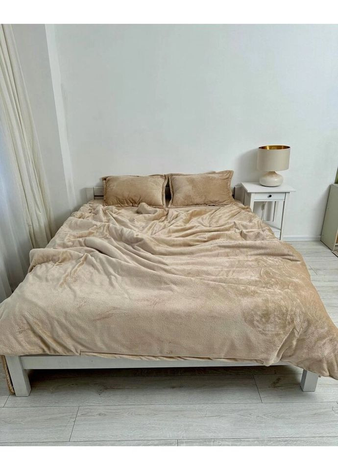 Постельное белье плюшевое двуспальное Home 20752 180х215 см бежевое DUSHKA (327790787)