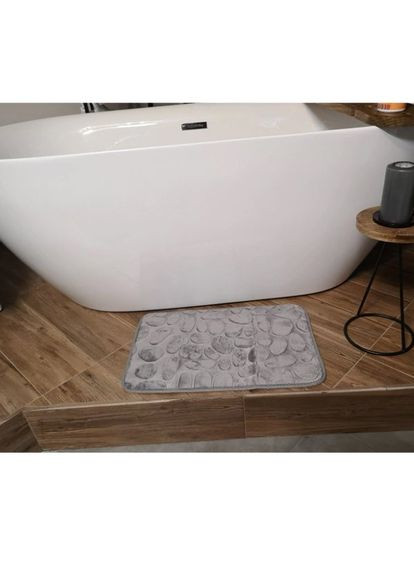 Коврик в ванную комнату прямоугольный с эффектом памяти антискользящий на прорезиненной основе 40х60 см Серый 01463 No Brand (367959455)