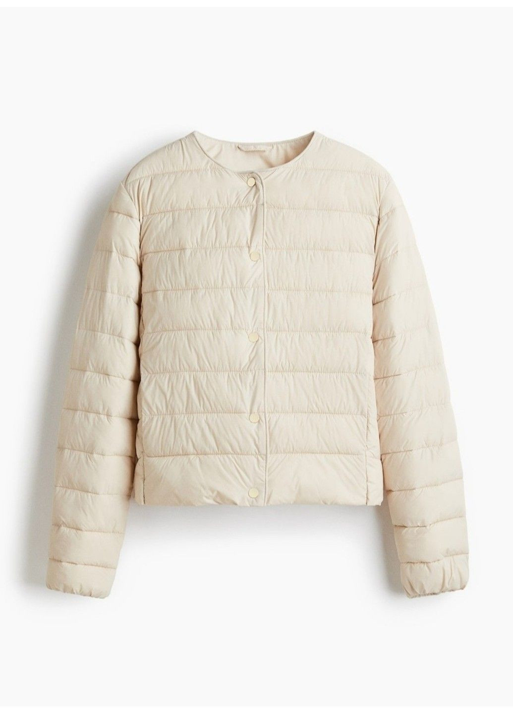 Светло-бежевая демисезонная женская стеганная куртка без воротника н&м (58522) м светло-бежевая H&M