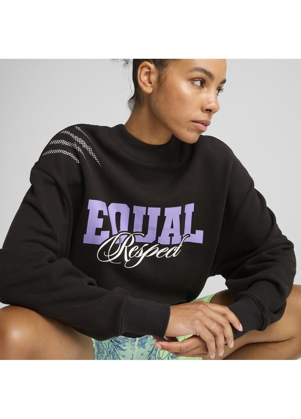 Чорний світшот lace em up equal respect crew women Puma однотонний (329692960)