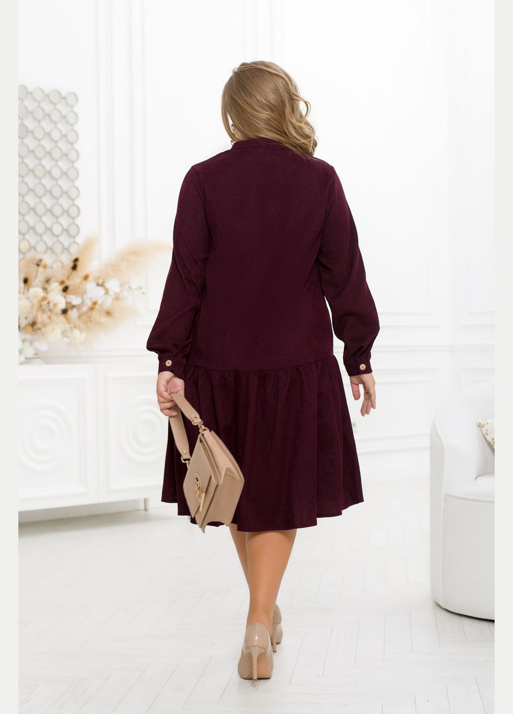 Бордовое платье Minova однотонное